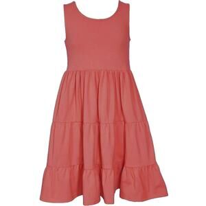 Bonnie Jean Girl's Dress Dusky Rose Sleeveless Tiered Skirt Cotton Knit Size 7